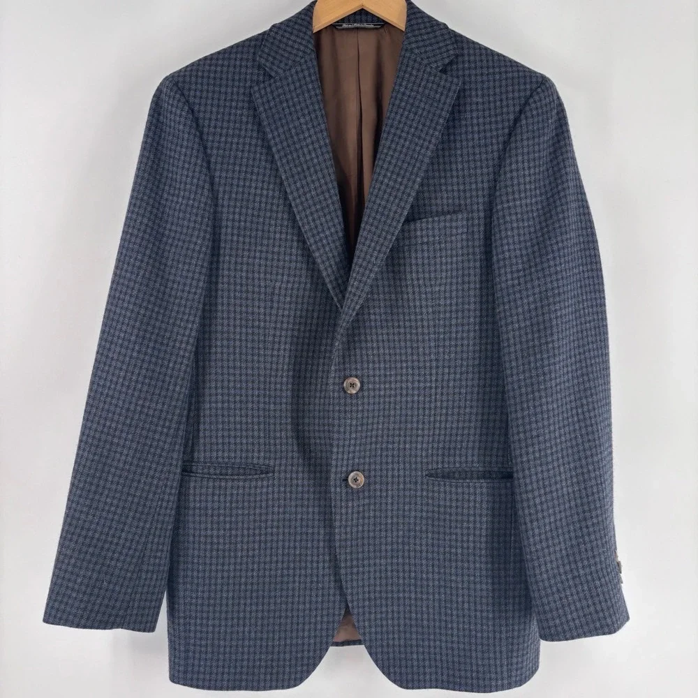 Jack Victor Studio Blazer Mens 38R Blue Wool Houndstooth Sport Coat Canada